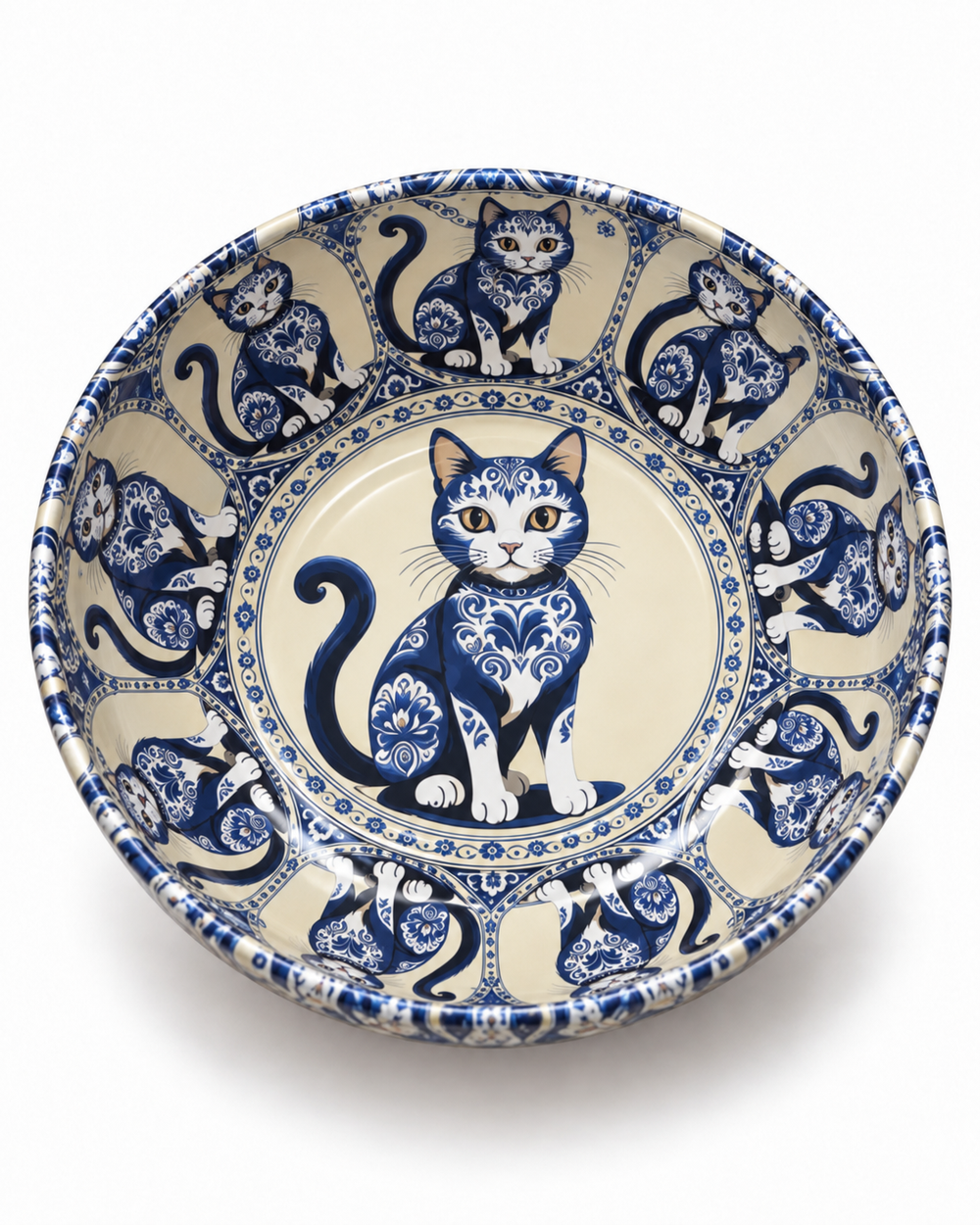 Blue Porcelain Cat mini steel catch-all by NIVUMA — front product cover