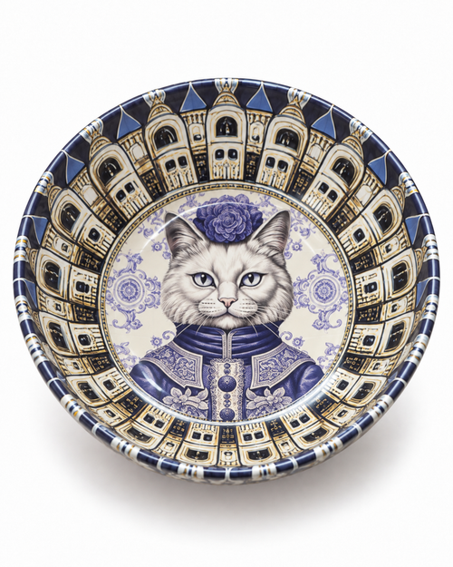 Blue Royal Cat mini steel catch-all by NIVUMA — front product cover