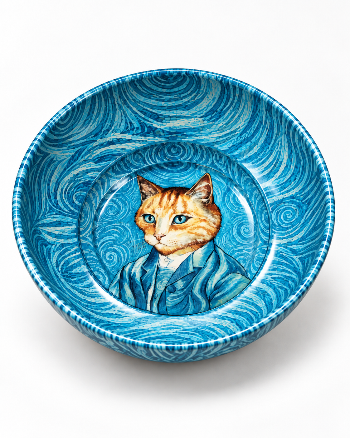 Blue Artist Cat mini steel catch-all by NIVUMA — angled studio view