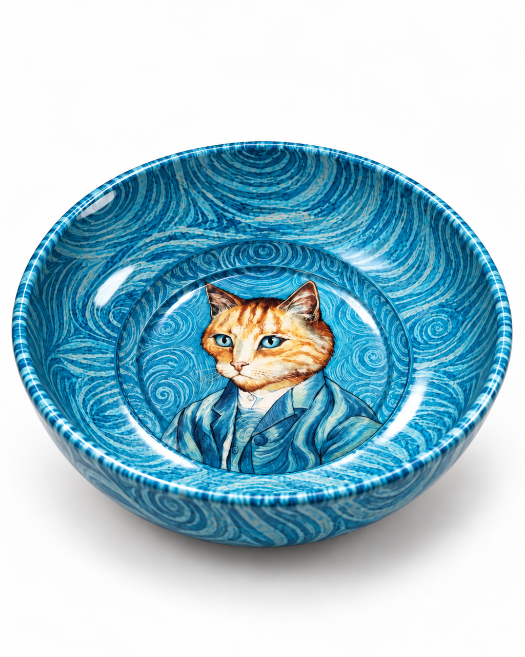 Blue Artist Cat mini steel catch-all by NIVUMA — low three-quarter studio view