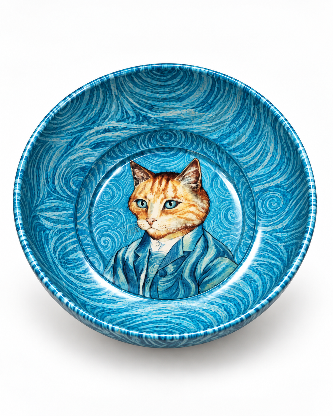 Blue Artist Cat mini steel catch-all by NIVUMA — front studio view