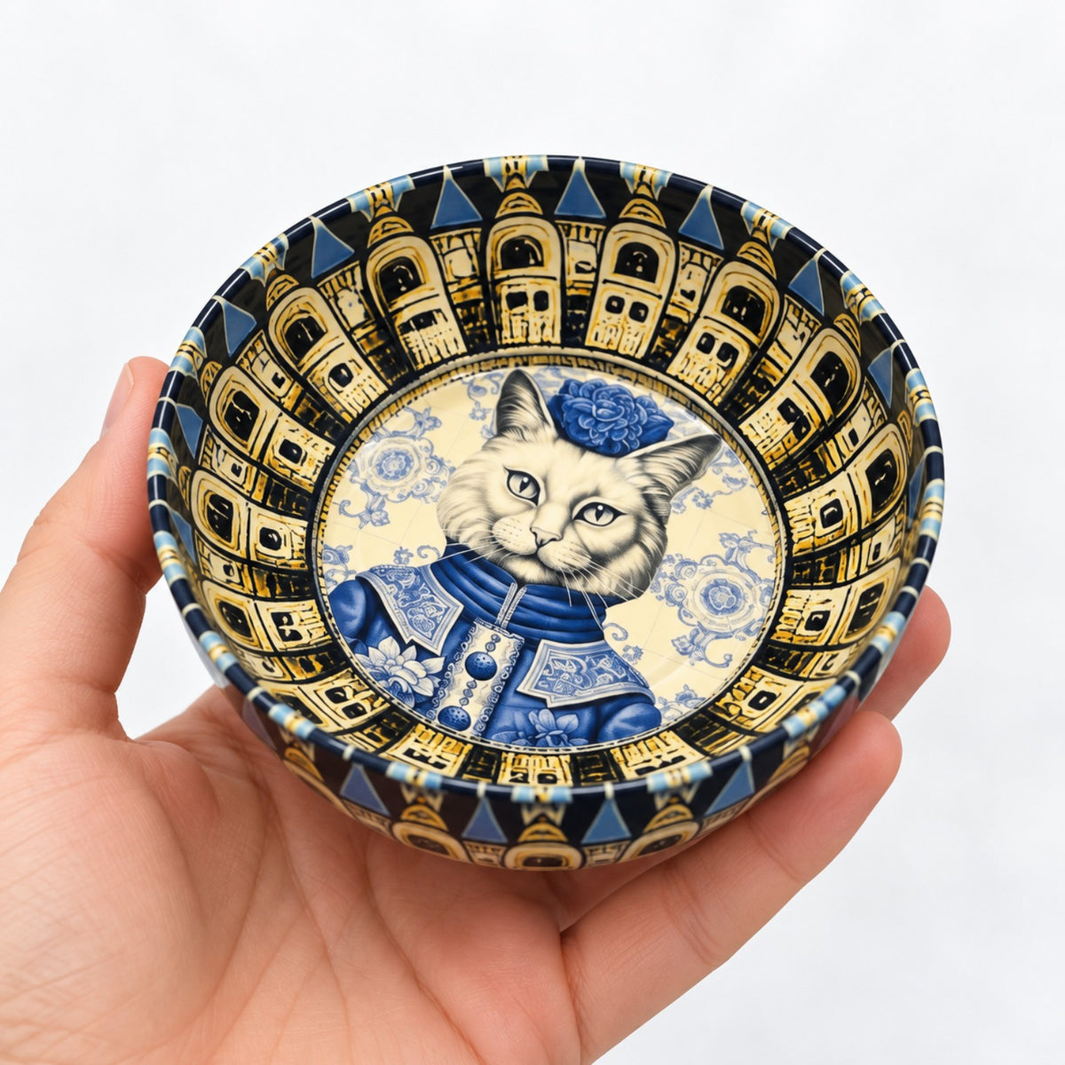Blue Royal Cat mini decorative bowl by NIVUMA — in-hand