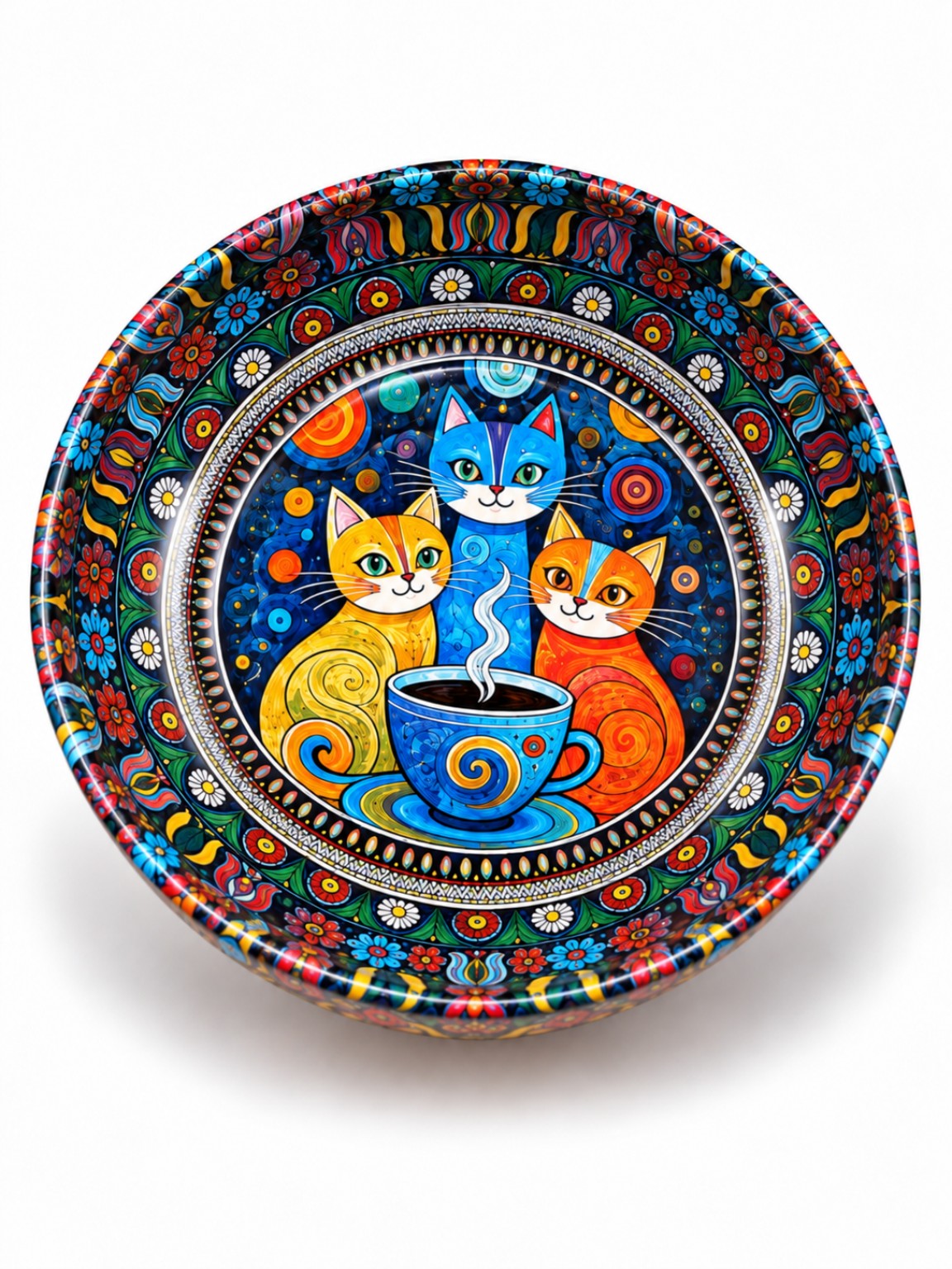 Coffee Cat Trio mini steel catch-all by NIVUMA — angled studio view