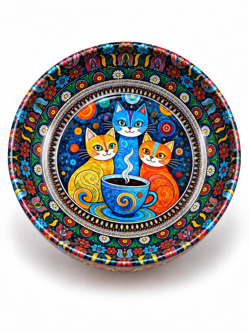 Coffee Cat Trio mini steel catch-all by NIVUMA — angled studio view