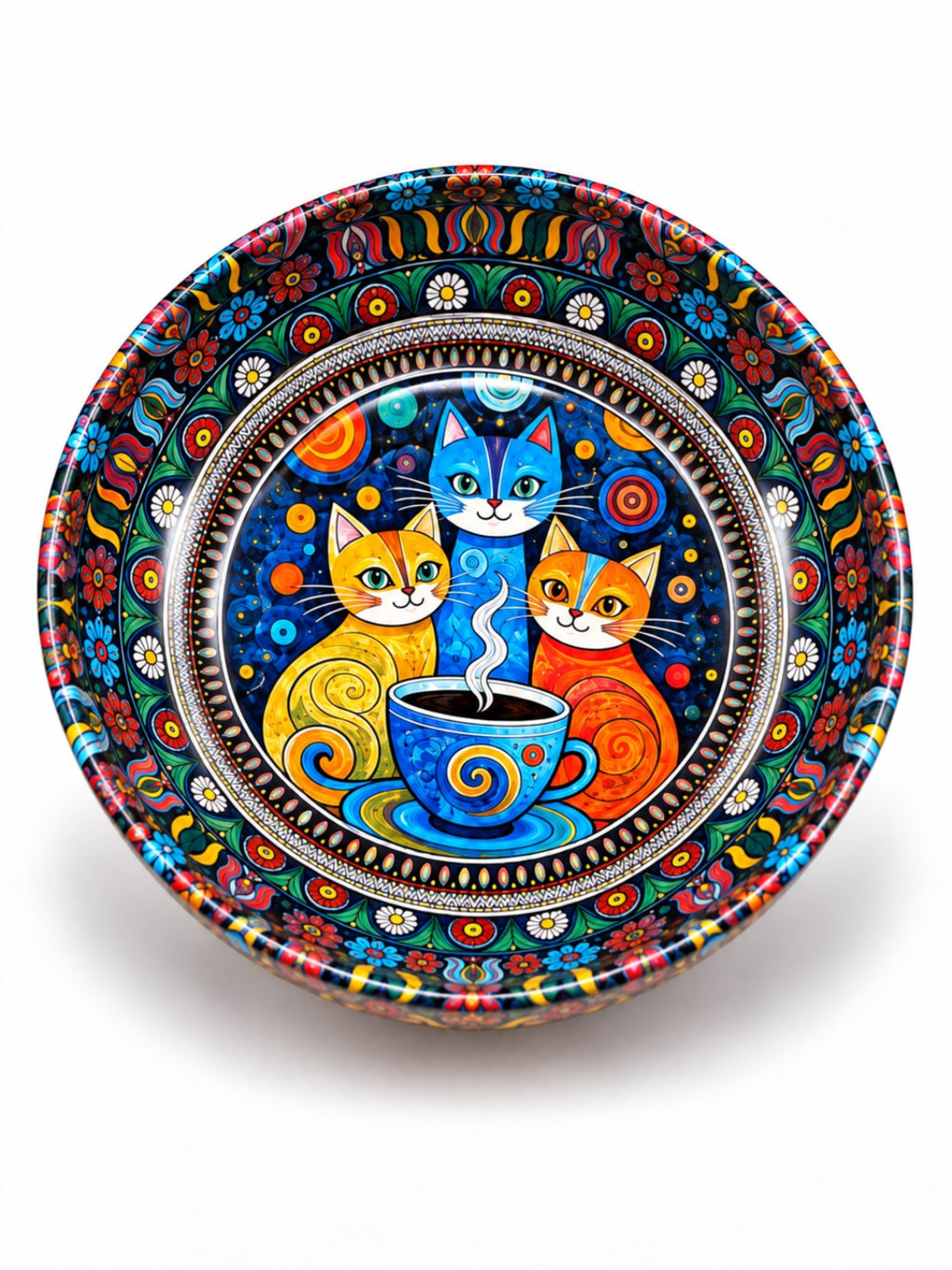 Coffee Cat Trio mini steel catch-all by NIVUMA — detailed studio view