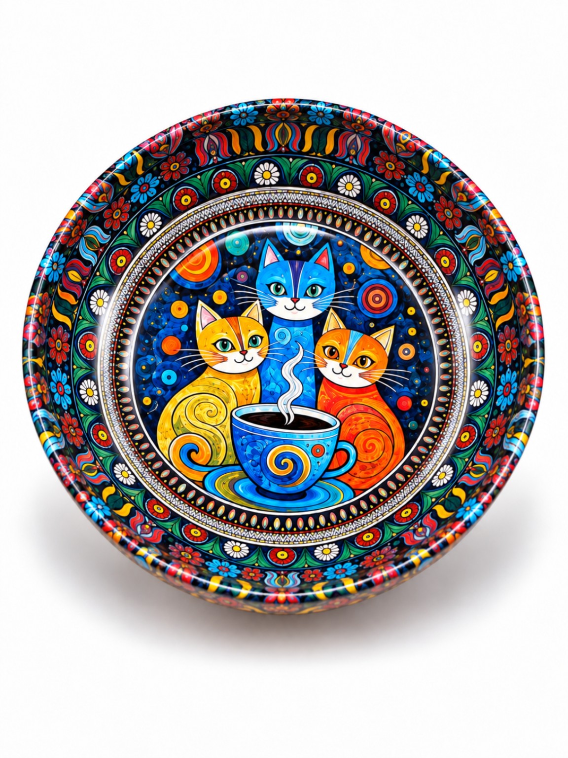 Coffee Cat Trio mini steel catch-all by NIVUMA — detailed studio view