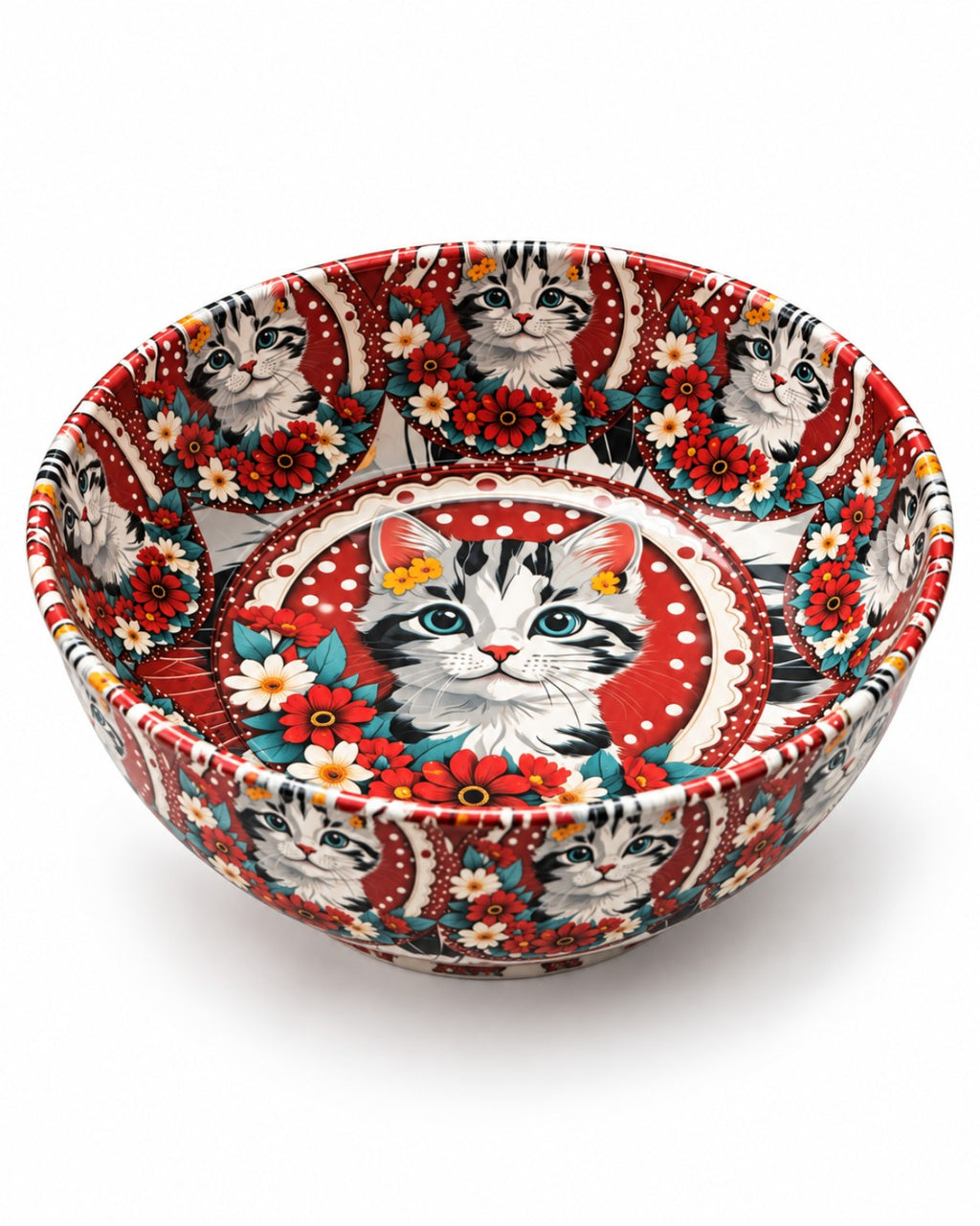 Crimson Floral Cat mini decorative bowl by NIVUMA — alternate