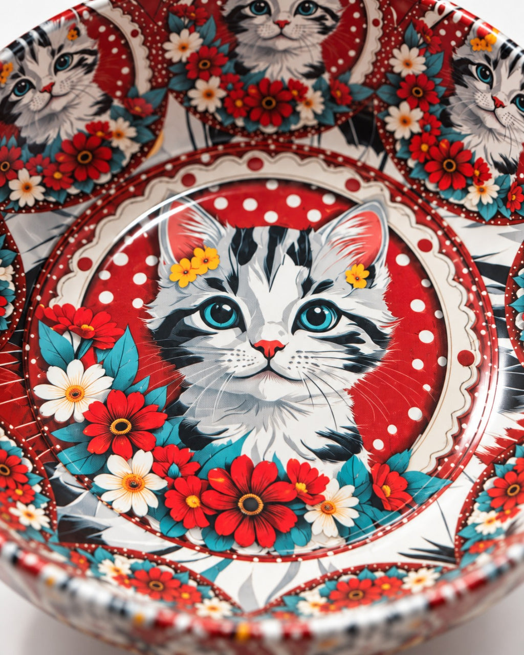 Crimson Floral Cat mini decorative bowl by NIVUMA — detail