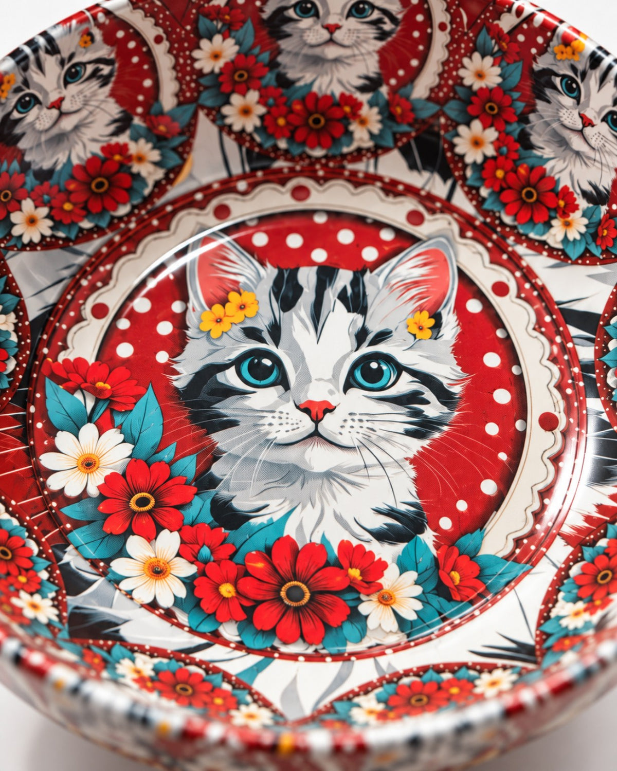 Crimson Floral Cat mini decorative bowl by NIVUMA — detail