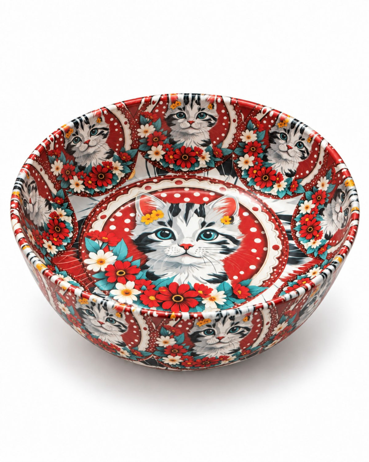 Crimson Floral Cat mini decorative bowl by NIVUMA — side