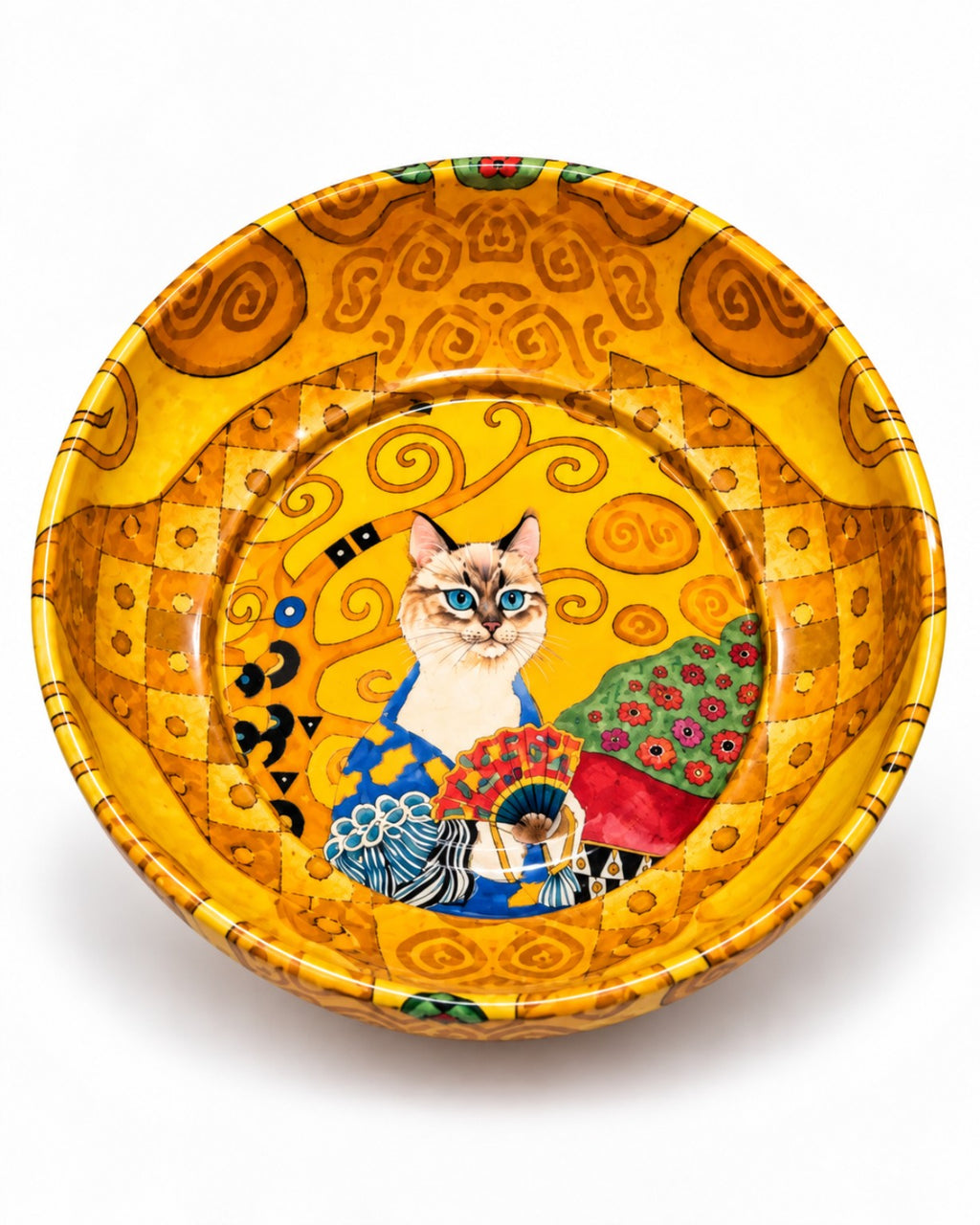 Golden Fan Cat mini steel catch-all by NIVUMA — angled studio view