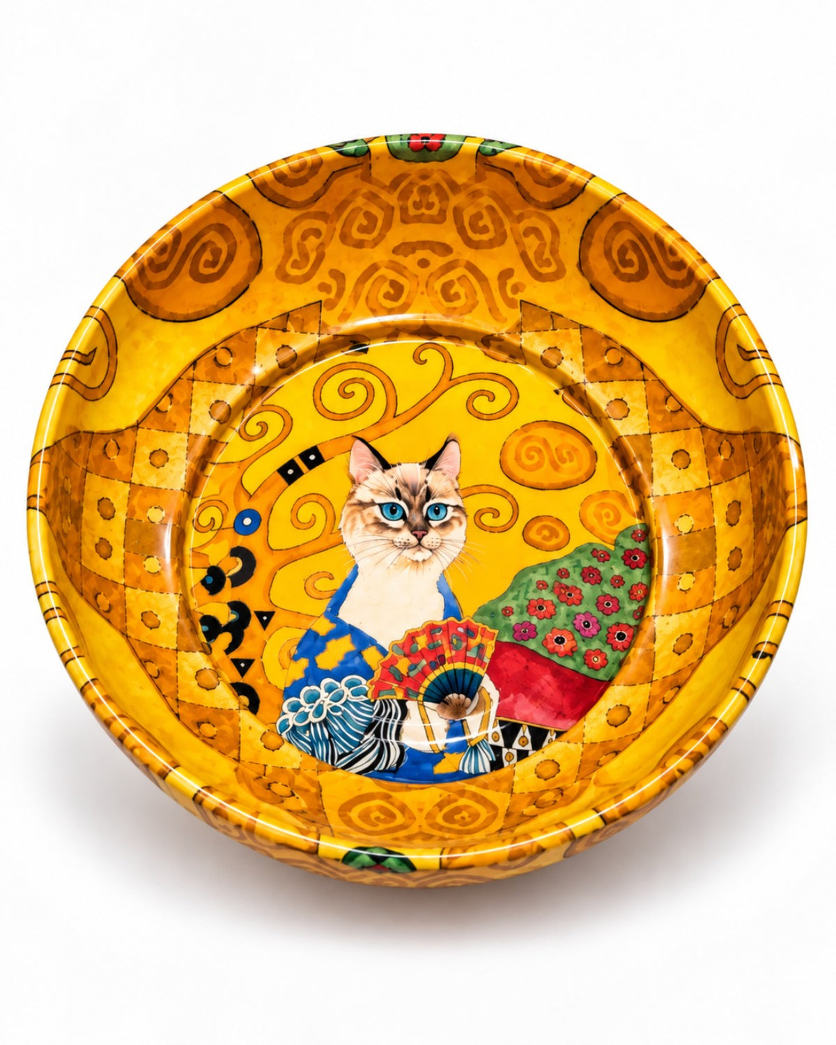 Golden Fan Cat mini steel catch-all by NIVUMA — angled studio view