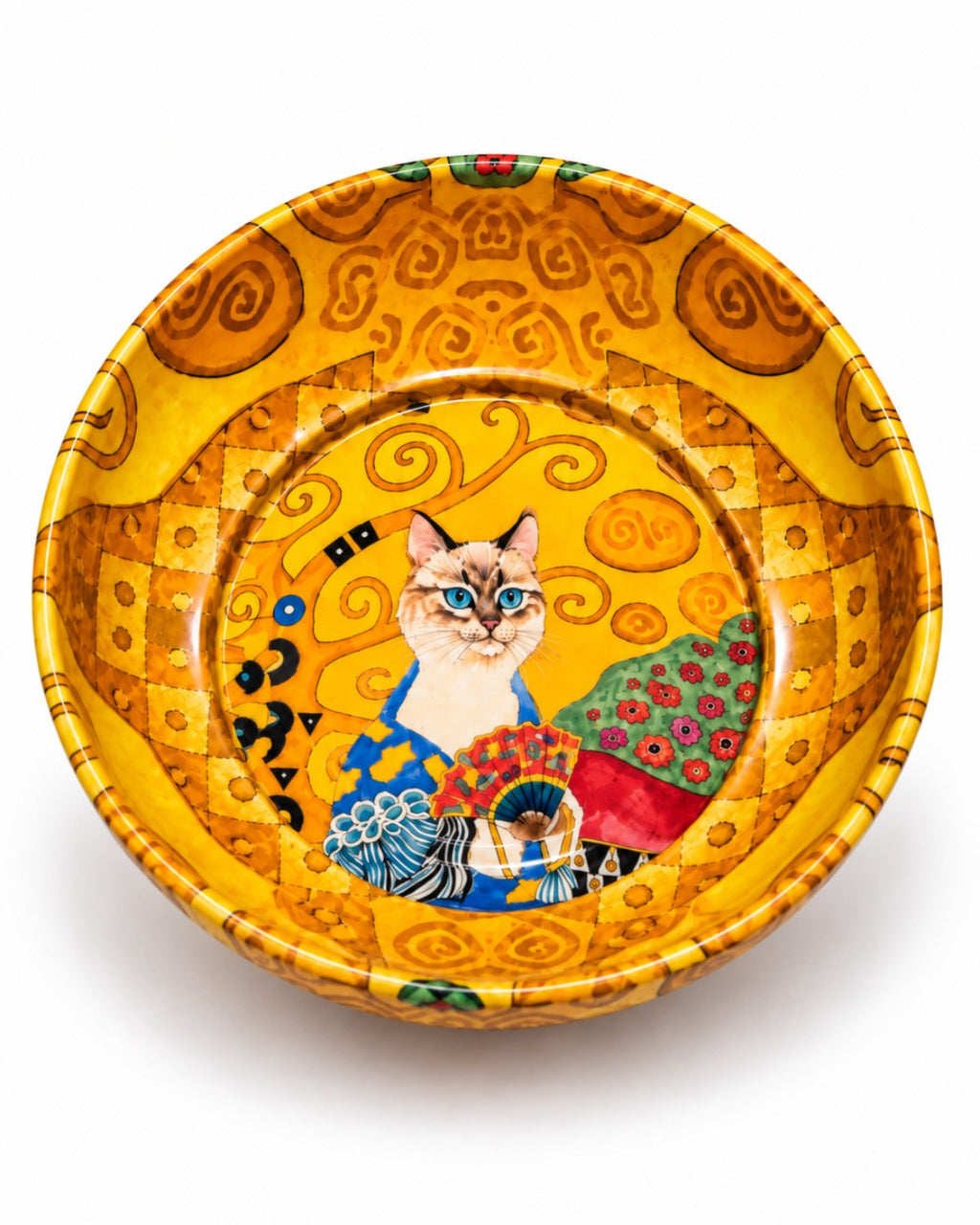 Golden Fan Cat mini steel catch-all by NIVUMA — detailed studio view
