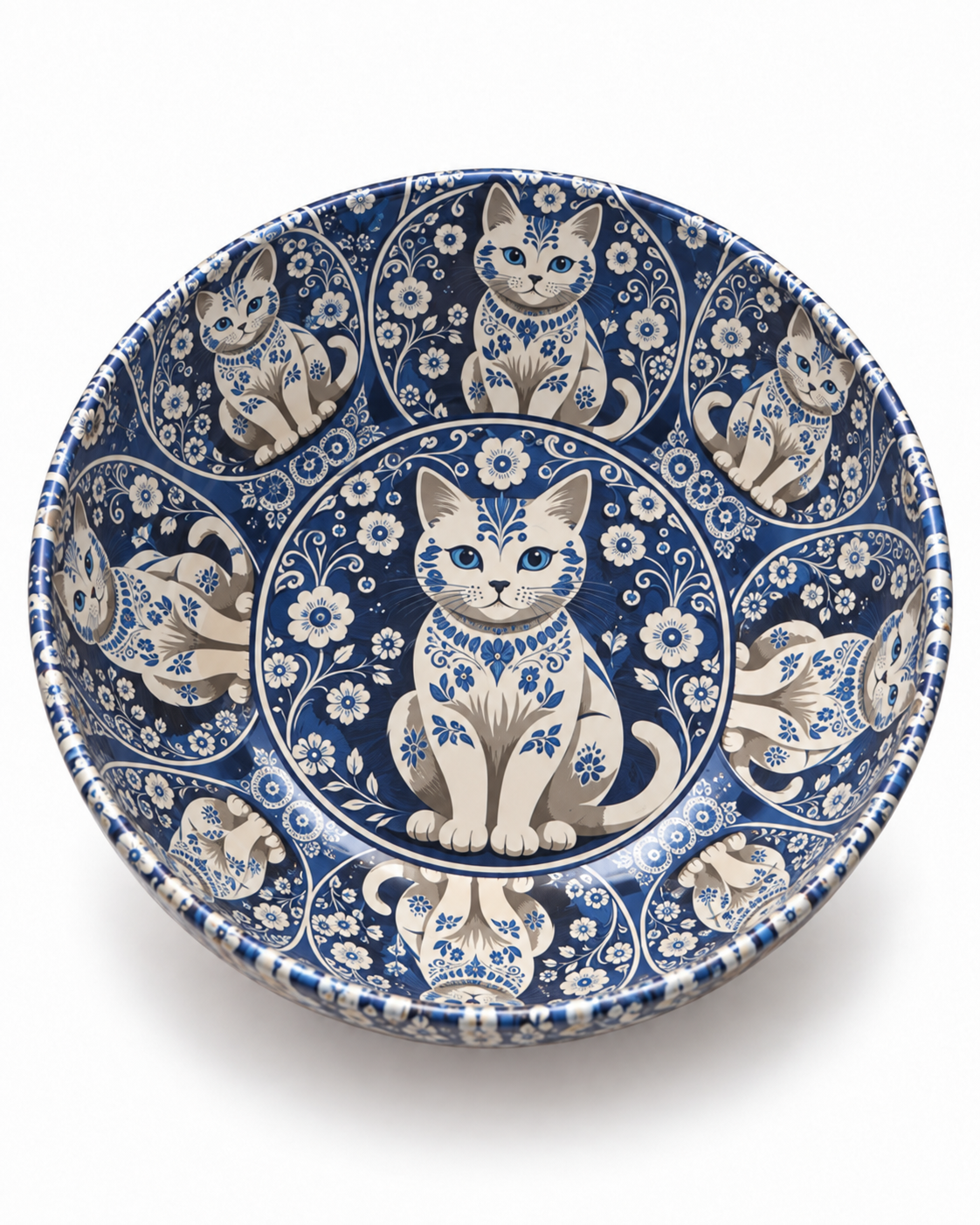 Midnight Porcelain Cat mini steel catch-all by NIVUMA — front product cover