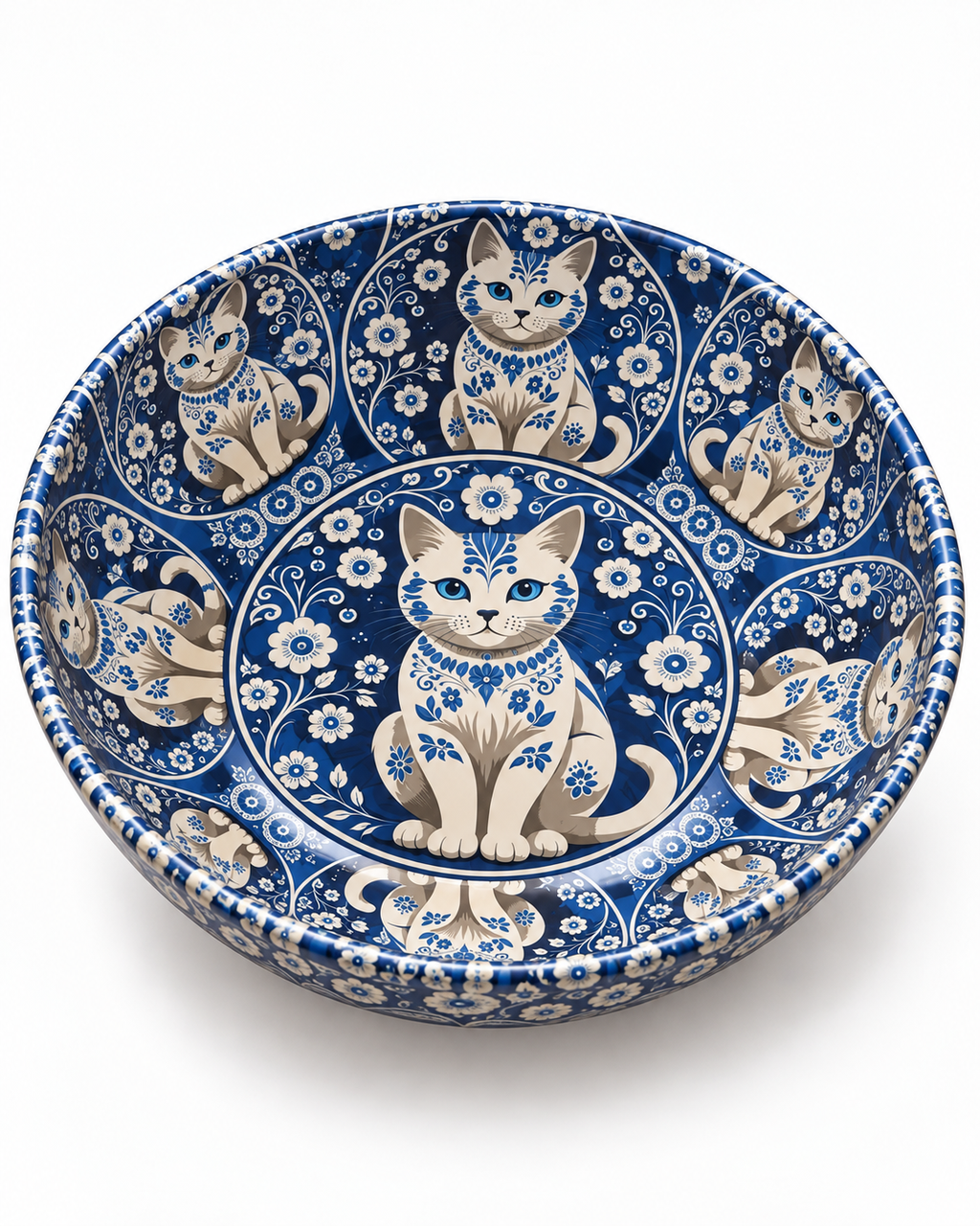 Midnight Porcelain Cat mini steel catch-all by NIVUMA — angled studio view