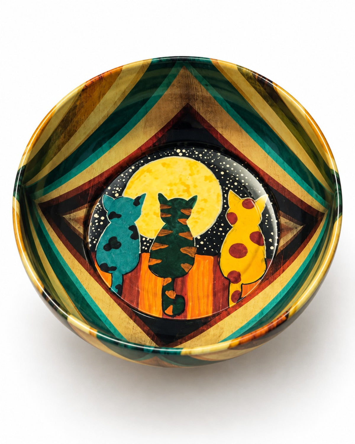 Top view of the Moonlight Cats mini decorative bowl
