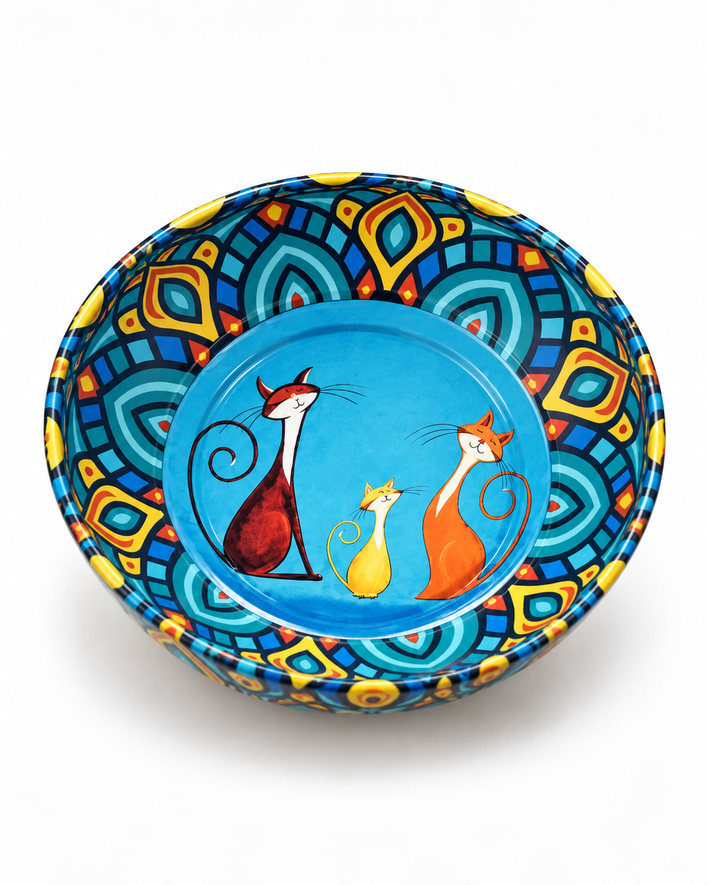 Mosaic Cat Trio mini steel catch-all by NIVUMA — front studio view