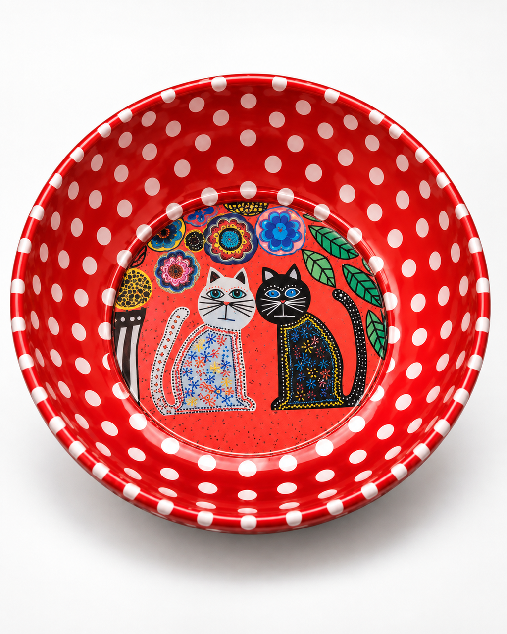 Polka Cat Duo mini steel catch-all by NIVUMA — front studio view