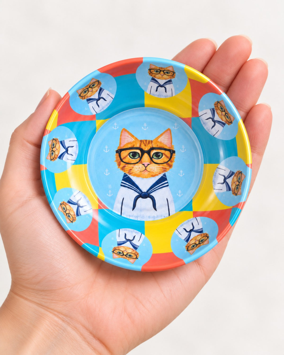 Sailor Specs Cat mini steel catch-all by NIVUMA — in-hand scale view