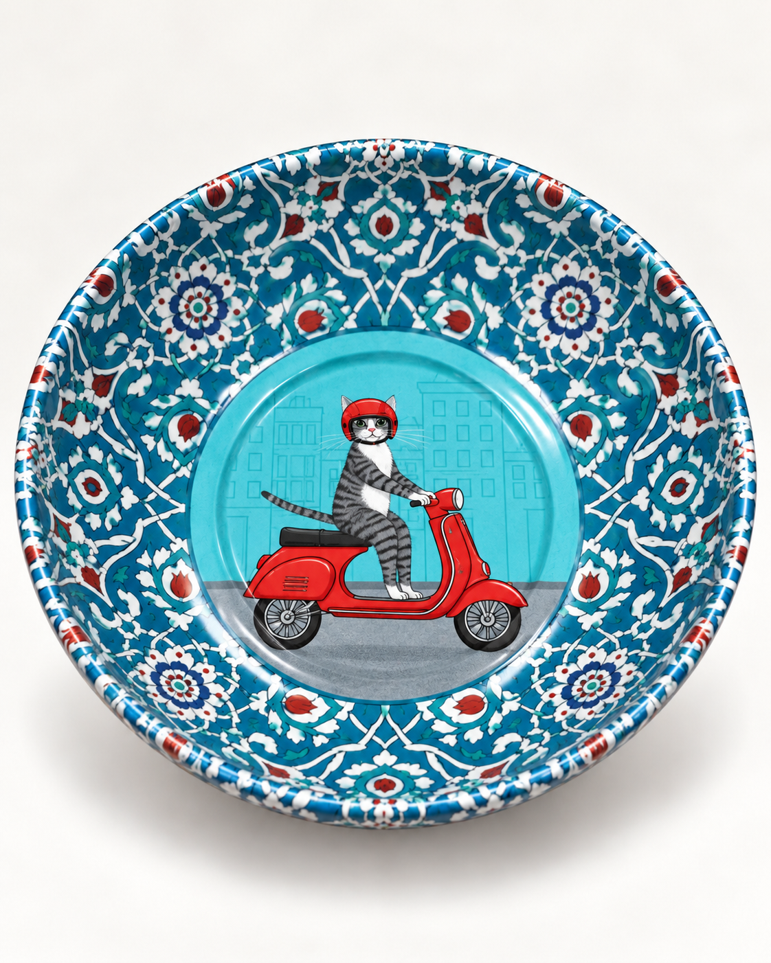 Scooter Cat mini steel catch-all by NIVUMA — detailed studio view