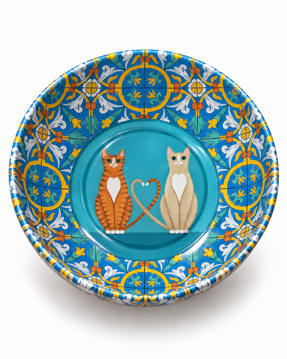 Turquoise Love Cats mini steel catch-all by NIVUMA — front product cover